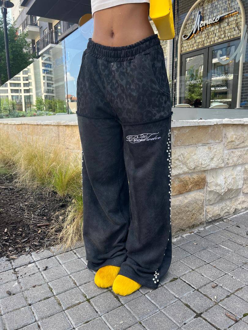 Black Leopard Sweatpants